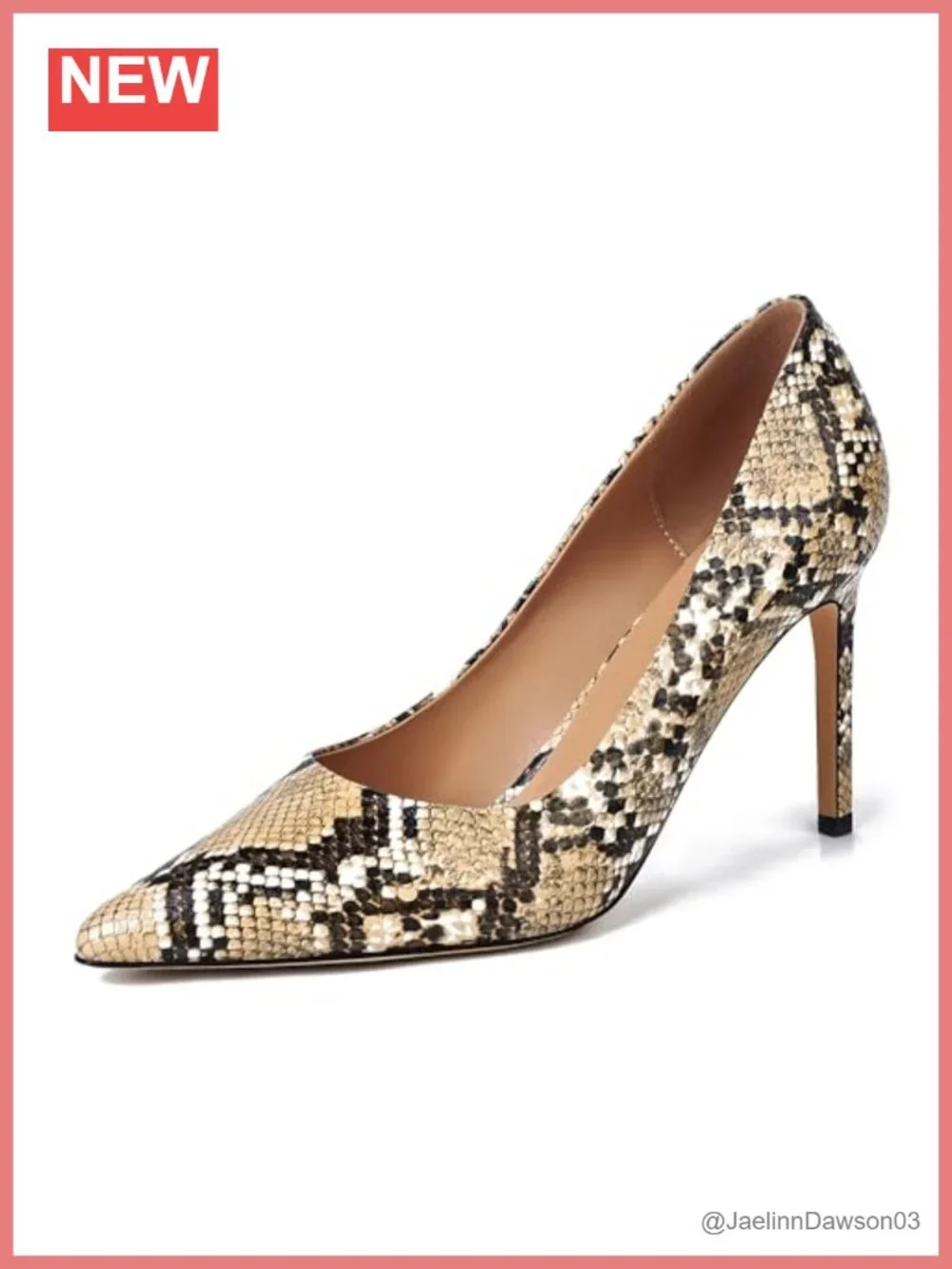 Snake Skin Print Kitten Heels Women's Pointed Toe Slip On Stiletto Pumps 3.5